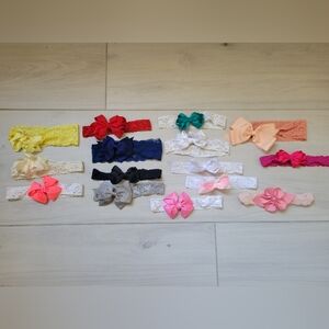 15 Handmade Elastic Headwrap With Bow For Girls Many Colors Bundle So Cute
